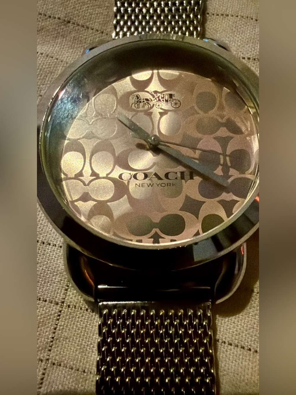 Coach NY Quartz Silver-Tone Signature Pattern Watch